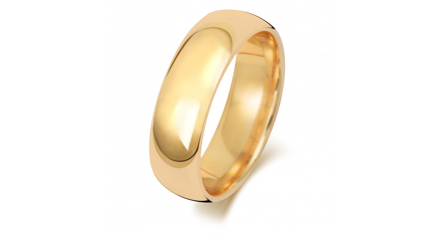 9ct Yellow Gold Court 6mm Heavyweight Band